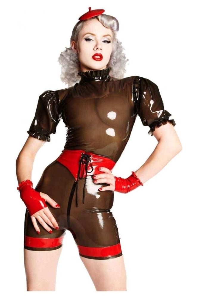 Derriere Latex Rubber Shorts with Lace Front