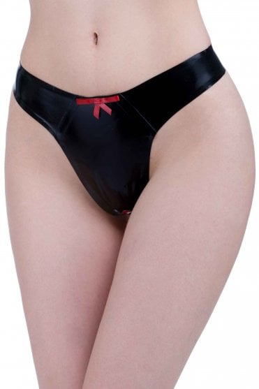Cabaret Open Crotch Latex Thong
