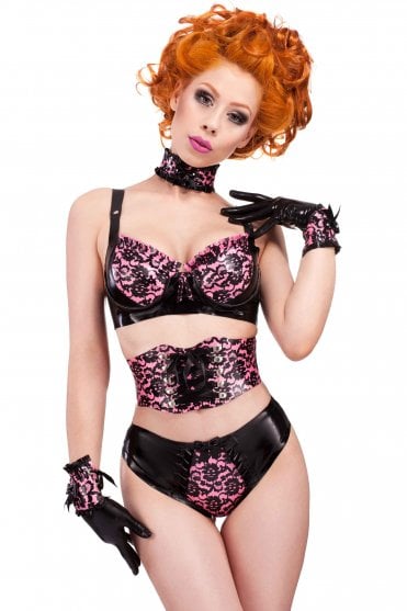 Claudine D-Ring Lace Latex Waist Belt