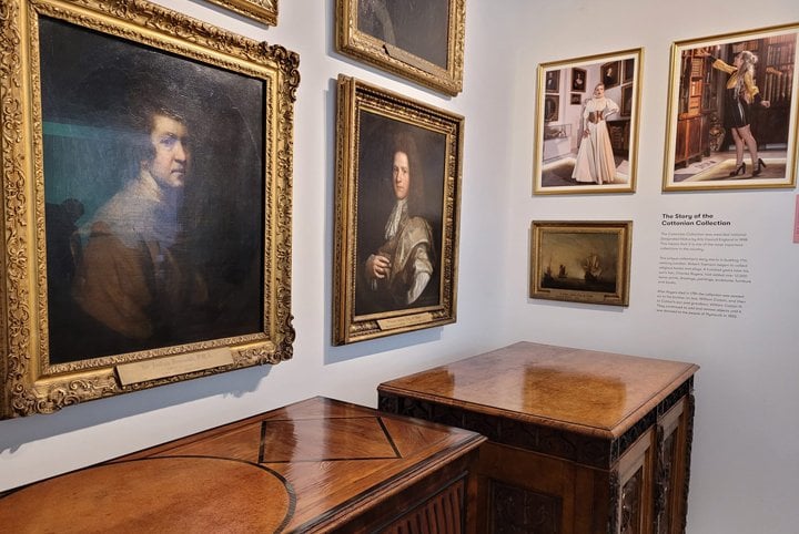Sir Joshua Reynolds self-portrait displayed alongside contemporary Westward Bound fashion imagery at The Box, Plymouth, 2022