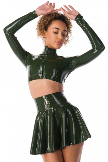 Cropped Latex Jacket Top
