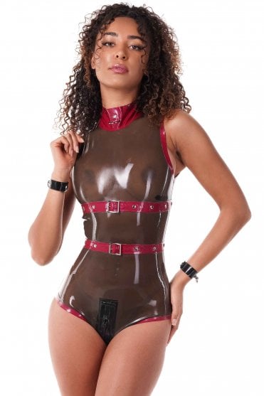 Dominique Zip-Back, Sleeveless Latex Leotard