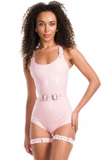 Double Buckle Waist Latex Belt