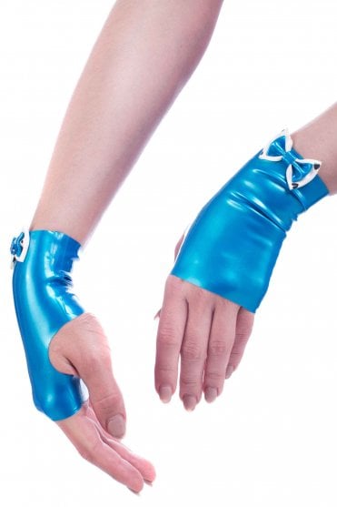 Double Latex Bow Latex Mitts