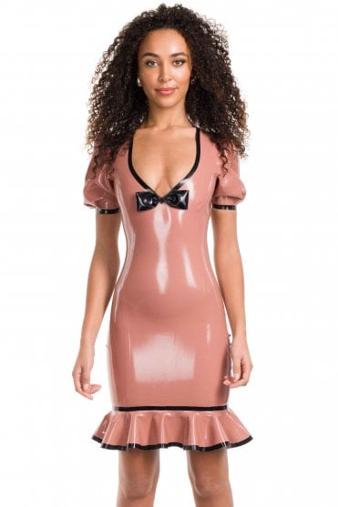 Dulcinea Bow Detail Peplum Latex Dress
