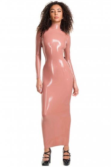 Elva Eleven Buckle Back Latex Maxi Dress