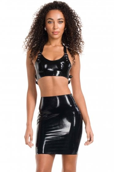 Four Buckle Back Latex Skirt