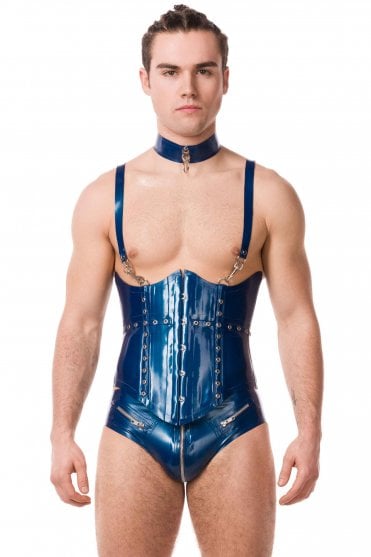 Identity Hooked-Strap Men's Latex Corset