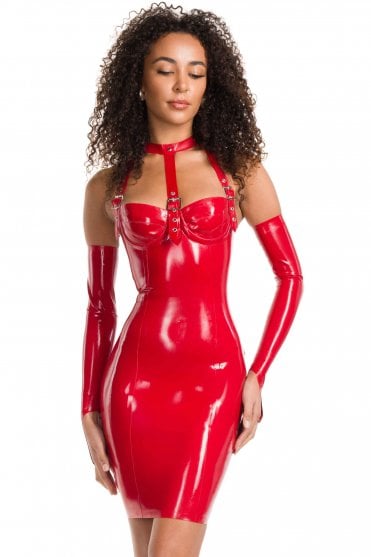 Josephine Buckled Halter Latex Dress