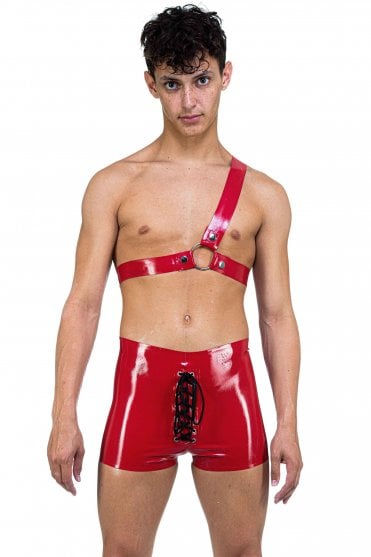 Lace Front Latex Boxer Shorts