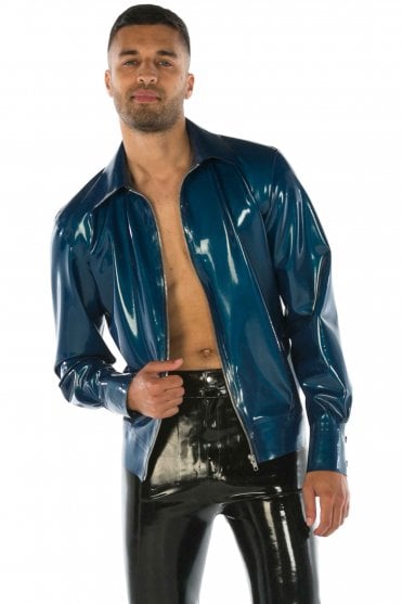Latex Bomber Jacket with Collar