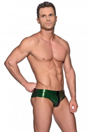 Latex Briefs with Stripe Front