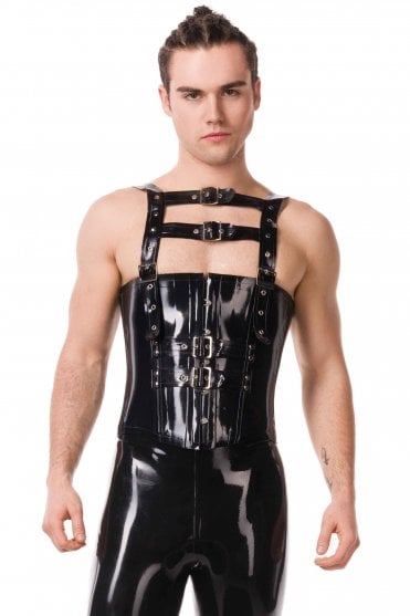 Leo Buckle-Strap Latex Corset