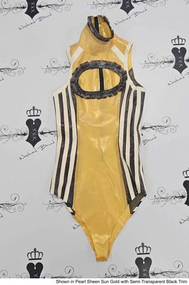 Like R1497 Sleeveless Latex Leotard. Sizes still available: UK 06