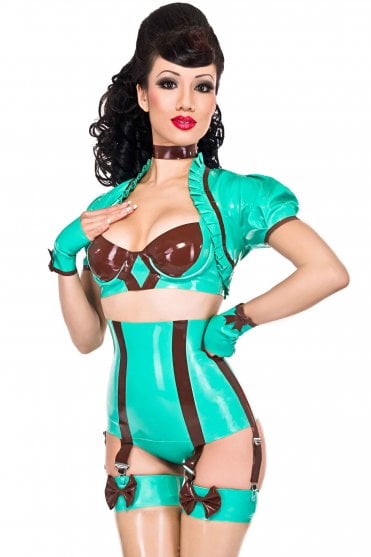 Madame Bomb-Bordello High Waist Suspender Latex Briefs
