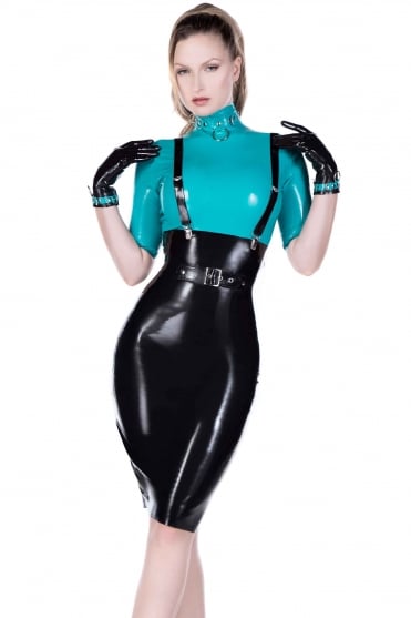Madame Juliette High Waisted Pencil Latex Skirt