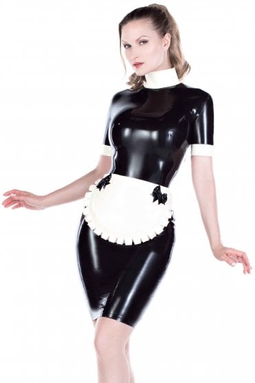 Maid Servitude Latex Uniform-Inspired Dress with Apron