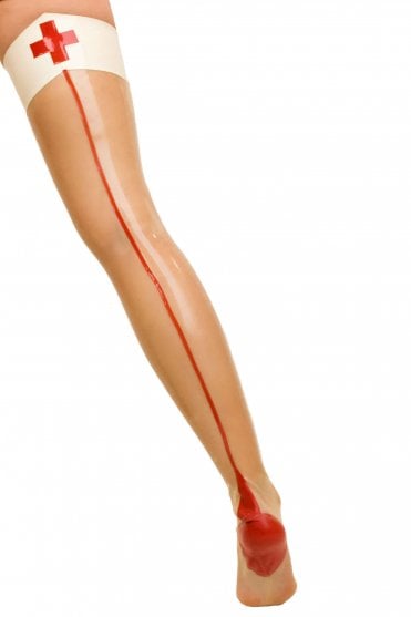 medical-inspired Latex Stockings with Cuban Heel