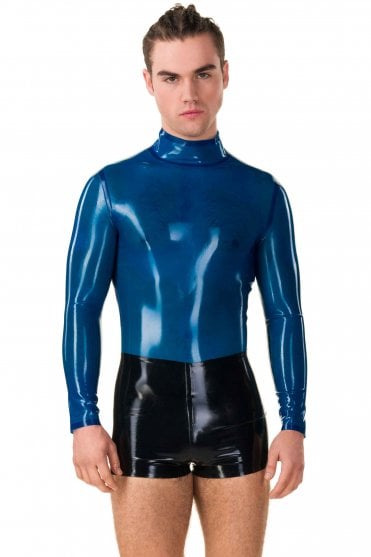 Men's High Neck Long Sleeve Latex Top