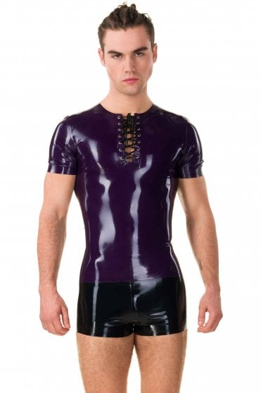 Men's Lace Neck Latex T-Shirt