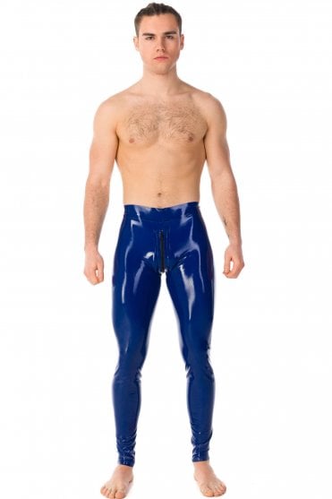 Men's Latex Leggings with Two Way Zip