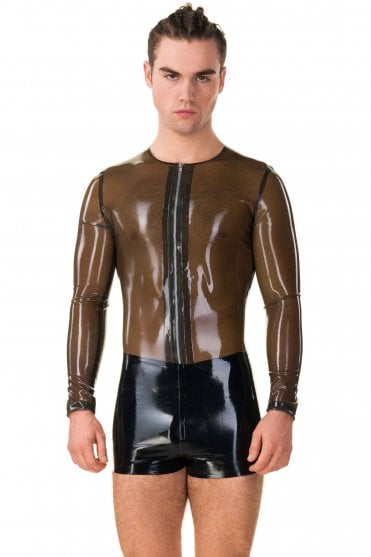 Men's Zip Front Latex T-Shirt (Long Sleeve)
