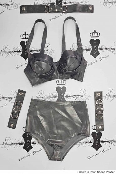 Prototype - Hollywood Latex Underwired Bra with Briefs, Collar and Bracelets. Sizes still available: UK 34C/06