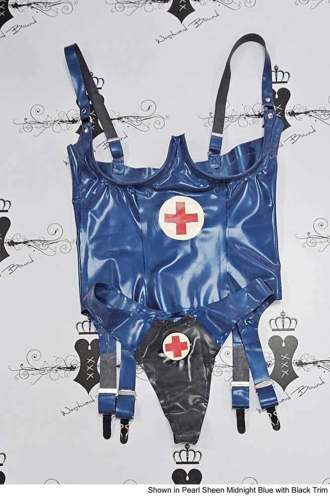 Rubber Basque Prototype - Medic Latex Rubber Basque with Matching Thong. Sizes still ...