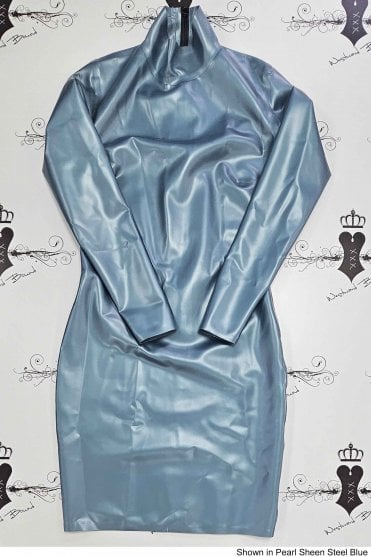 R0045 Elegance Latex Dress. Sizes still available: UK 14