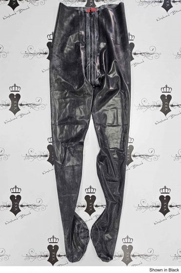 R0087B Deluxe Latex Tights with two-way zip. Sizes still available: UK 08