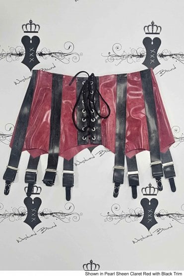 R0159 Deep Eight Suspender Latex Clincher Belt. Sizes still available: UK 12