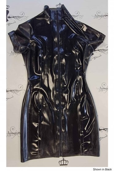 R0334 Catarina Zip-Front Latex Dress. Sizes still available: UK 10, 12, 16