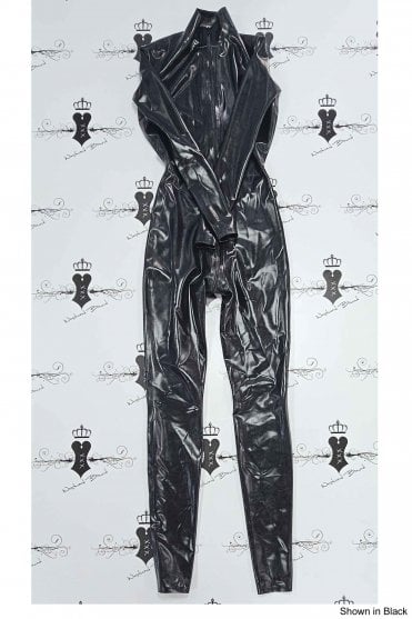 R0416 Aphrodite Women's Zip-Front Latex Catsuit - Longer Torso Length. Sizes still available: UK 14