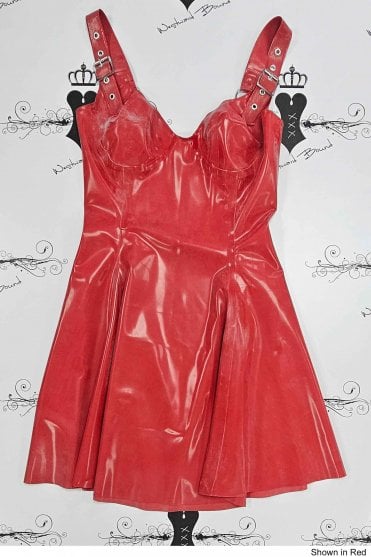 R0473 Manhattan Full Circle Latex Mini Dress. Sizes still available: UK 10