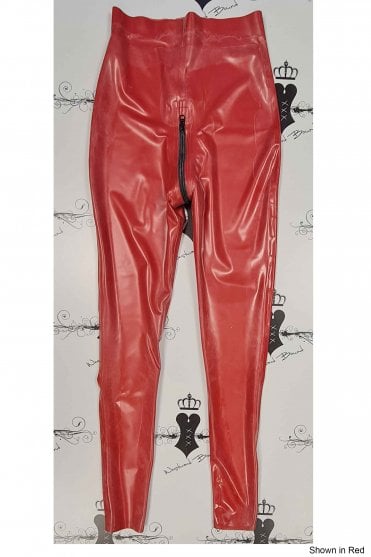 R0507 Latex Leggings Two way zip. Sizes still available: UK 08, 12