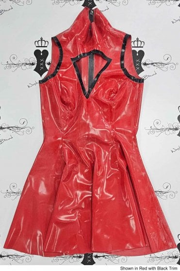 R0571 Evangeline Keyhole Full Circle Latex Dress. Sizes still available: UK 12
