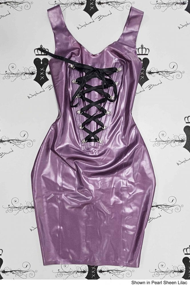 Rubber Basque Basque Front Handmade latex Dress with laced up front corset style