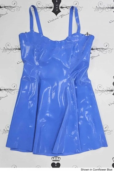 R1010 Priya Flared Latex Mini Dress. Sizes still available: UK 14
