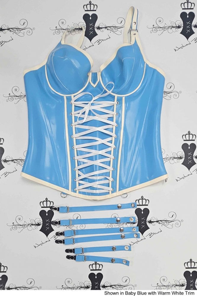 Rubber Basque Peony Boned Handmade Latex Basque. With gorgeous delicate trim