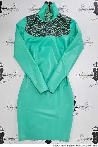 R1070 Bordelle-L'Amour Rose Latex Dress. Sizes still available: UK 10