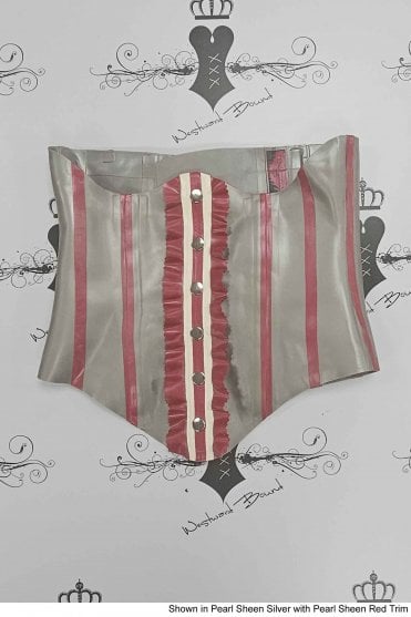 R1402 Baroness Brulee Latex Underbust Corset. Sizes still available: UK 12