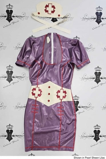 R1429 Nurse Fahrenheit Medically-Inspired Latex Dress. Sizes still available: UK 10