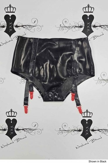 R1690 Powerplay Suspender Latex Briefs. Sizes still available: UK S