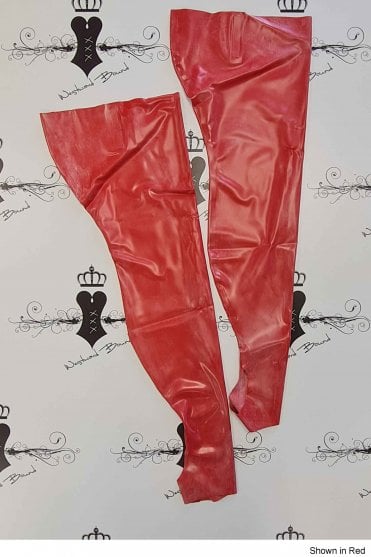R1699 Footless Latex Stockings. Sizes still available: UK Small
