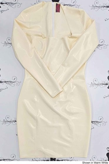 R1766 Vanquis Long Sleeve Latex Dress. Sizes still available: UK 08, 12
