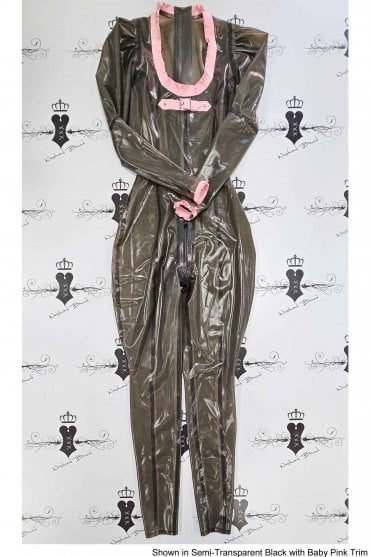 R1790 Élodie Pleat-Trim Latex Catsuit. Sizes still available: UK 08