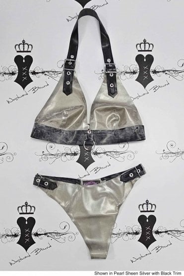 R1855 / R0105 Switch Latex Bra with Buckle side Thong. Sizes still available: UK 34C/S