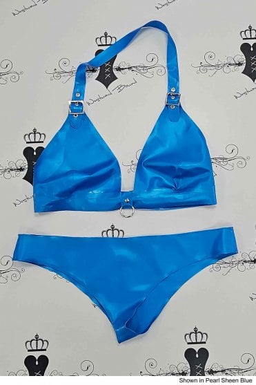R1855/R1505 Switch Latex Bra and Briefs Set. Sizes still available: UK 36D/M, 40DD/XL