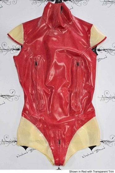 R1856 Dame Obdurate Latex Leotard with Plain Sides. Sizes still available: UK 12, 14