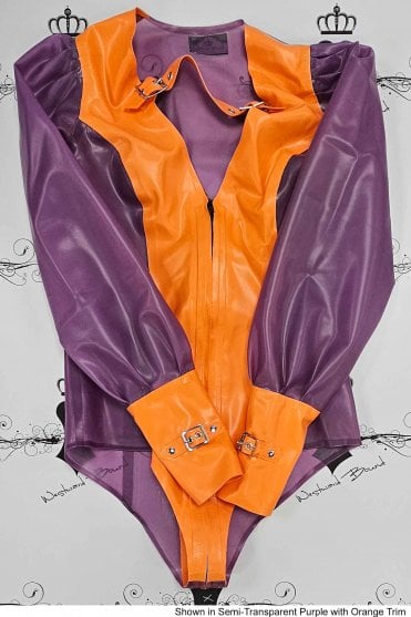 R1882 Aveline Zip-Front Latex Leotard. Sizes still available: UK 14